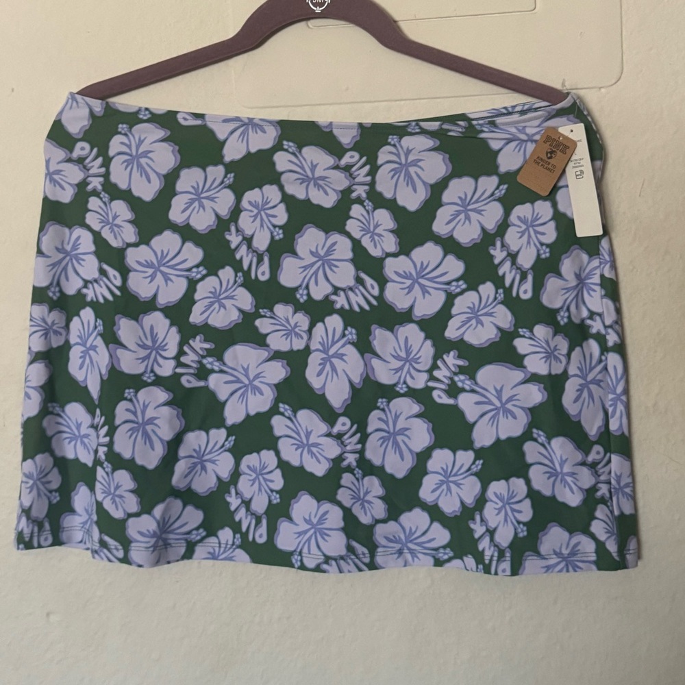 PINK Victoria's Secret Green and Purple Floral Mini Skirt